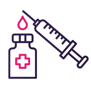 Syringe and medicine vial icon.