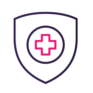 Shield with medical cross symbol.